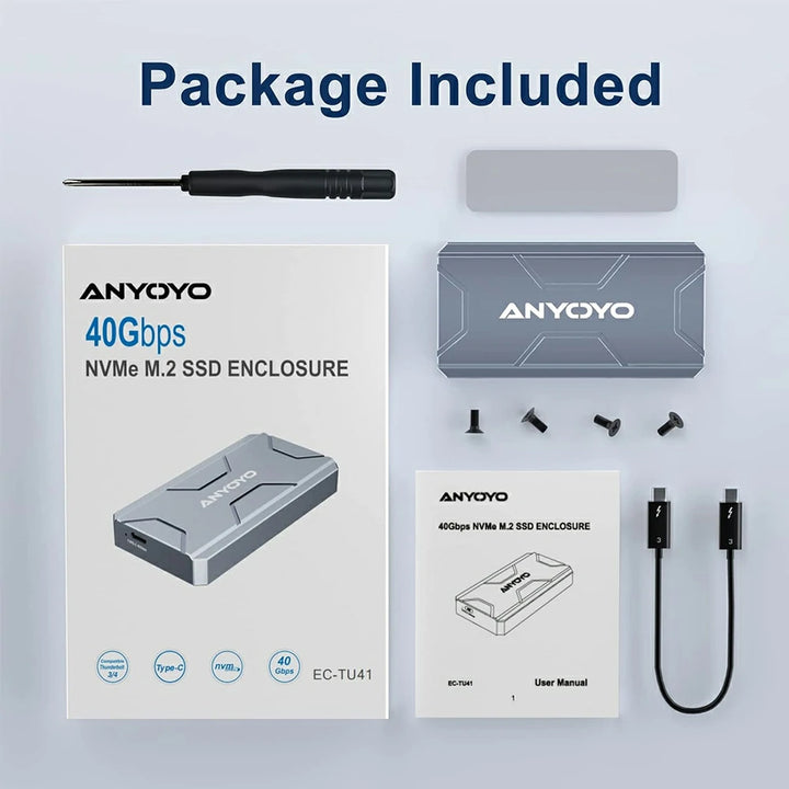 Anyoyo 40Gbps M.2 NVMe to USB C Aluminum Shell SSD Enclosure