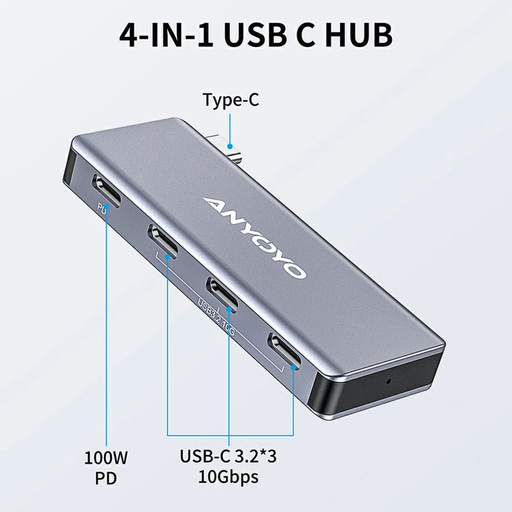 Anyoyo 4 Port USB-C Hub with 3 USB 3.2 Gen2 Ports