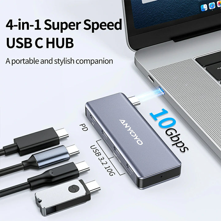 Anyoyo 4 Port USB-C Hub with 3 USB 3.2 Gen2 Ports