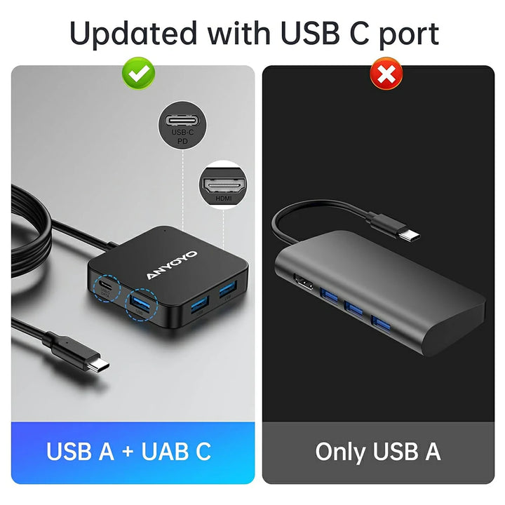 Anyoyo 6-in-1 USB C 3.0  Docking Station with 4K 30Hz HDMI and 100W PD 4FT