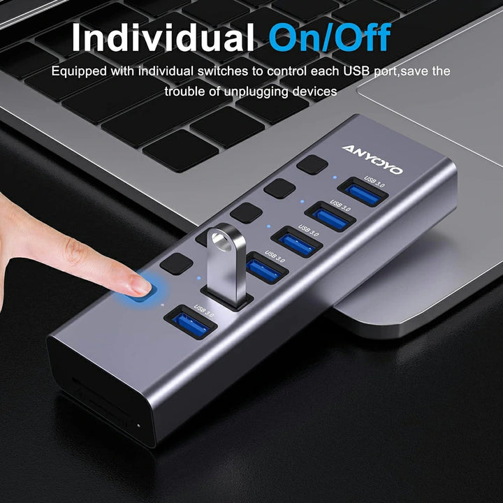 Anyoyo 8-Port USB 3.0 Powered USB Hub with TFSD Card Reader