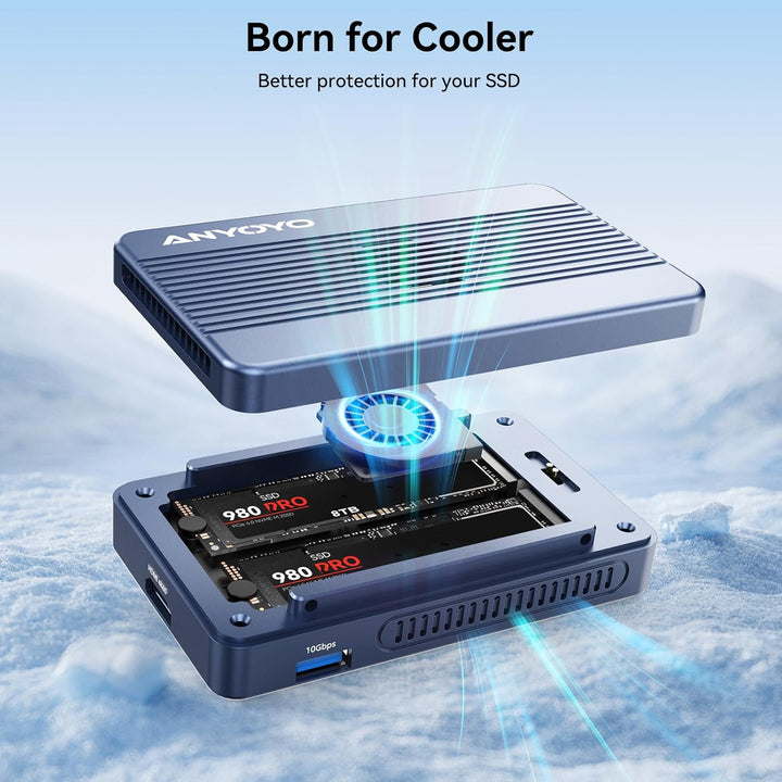 ANYOYO 40Gbps Dual-bay M.2 NVMe SSD Enclosure