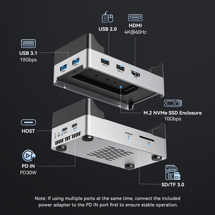 Hagibis Mac mini M4 Hub & Stand with SSD Enclosure, 3 in 1 USB Type-C Docking Station with M.2 NVMe SSD Case, 10Gbps USB3.2 Gen2, SD4.0, TF4.0, 5V/2A Hagibis Mac mini M4 Hub & Stand with SSD Enclosure, 3 in 1 USB Type-C Docking Station with M.2 NVMe SSD Case, 10Gbps USB3.2 Gen2, SD4.0, TF4.0, 5V/2A