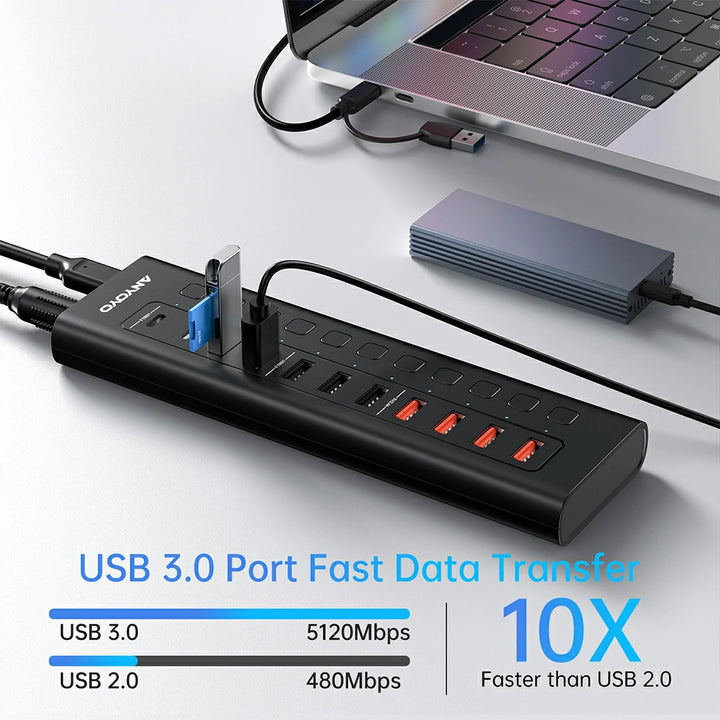 Anyoyo 11-Port 48W USB 3.0 Splitter Powered USB Hub