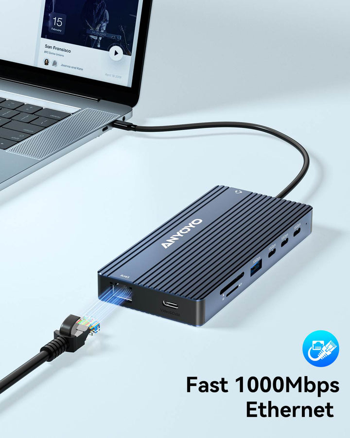 Anyoyo 14-in-1 USB C Docking Station with 1G Ethernet