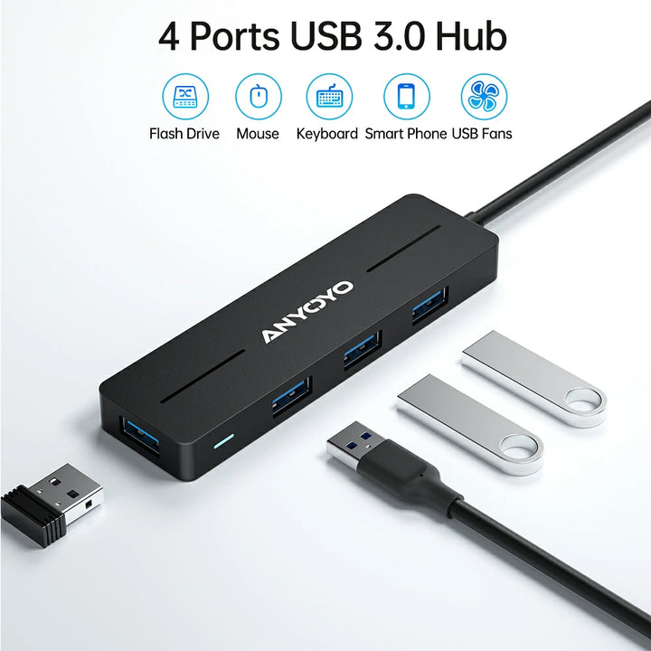 Anyoyo 4-Port USB 3.0 Hub for Laptop