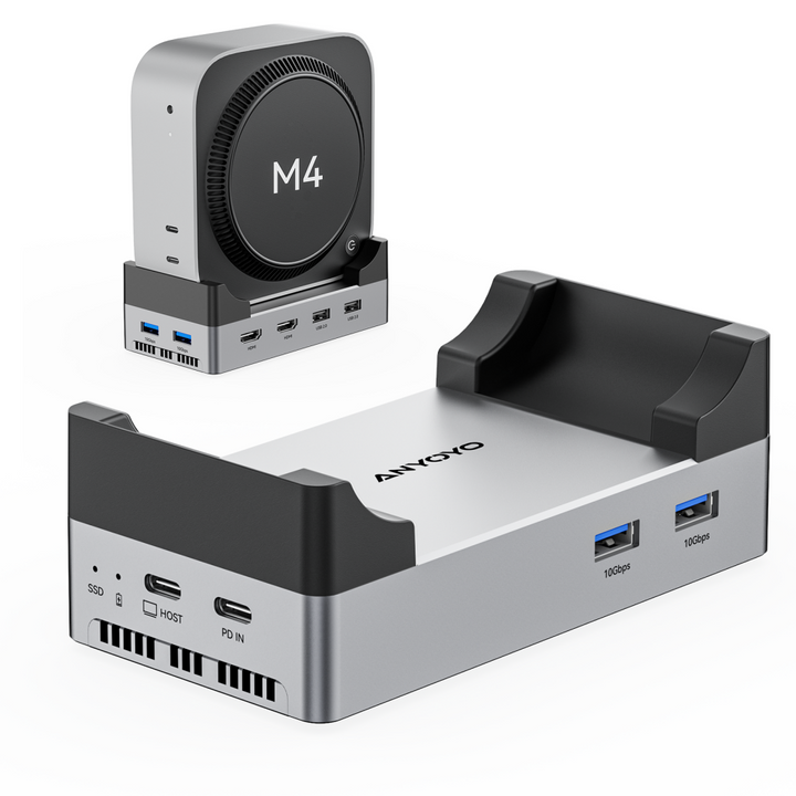 Anyoyo Mac Mini M4 Base Docking Station with 40Gbps NVMe M.2 SSD