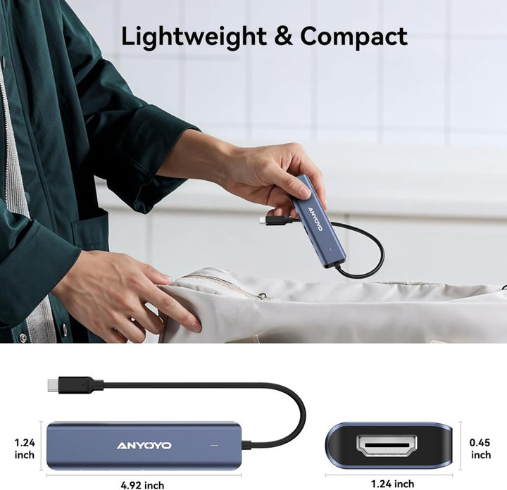 Anyoyo 6-in-1 USB C Hub Docking Station with 4K60 HDMI USB 3.0 5Gbps