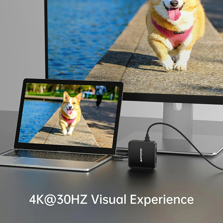 Anyoyo 7-in-1 USB C 3.0  Docking Station with 4K 30Hz HDMI 100W PD SDTF Card Reader