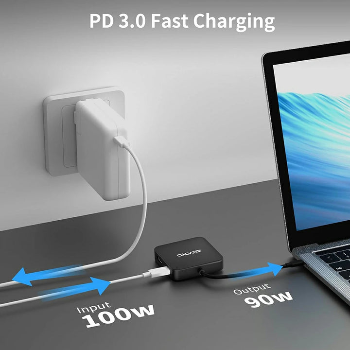 Anyoyo 7-in-1 USB C 3.0  Docking Station with 4K 30Hz HDMI 100W PD SDTF Card Reader