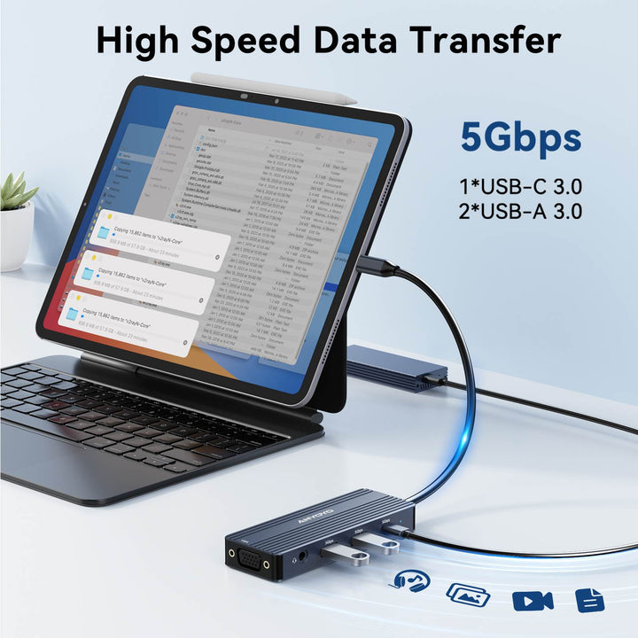 Anyoyo 8-in-1 Laptop Docking Station for 3 Monitors Expansion