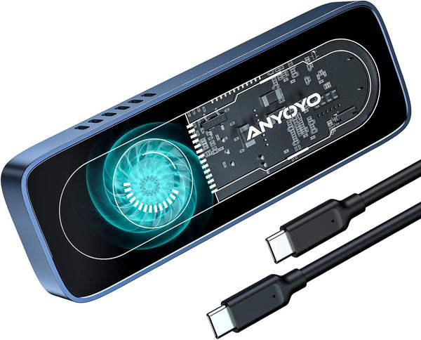 Anyoyo USB 3.2 Gen 2 10Gbps M.2 NVMe SSD Enclosure with Cooling Fan