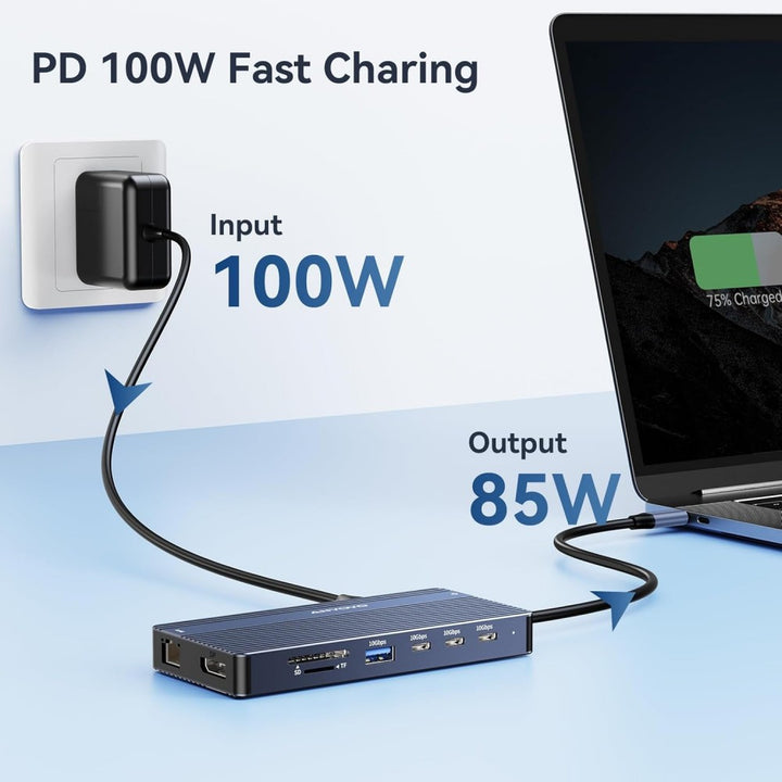 Anyoyo USB C Laptop Docking Station 3 Monitors with 2HDMI + DP 4K@60Hz