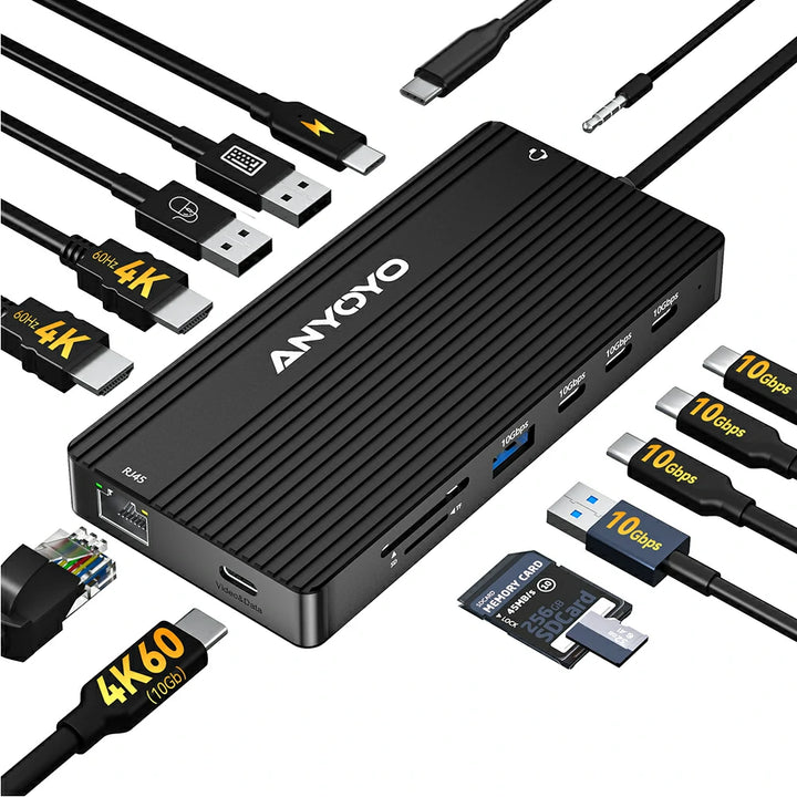 Anyoyo 14-in-1 USB C Docking Station with 1G Ethernet