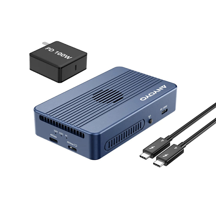 Anyoyo 40Gbps Dual-bay M.2 NVMe SSD Enclosure