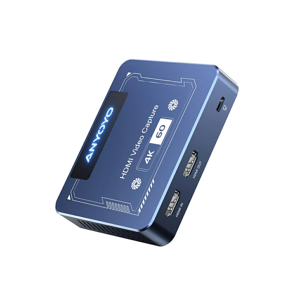 Anyoyo 4K60 HDR Game Live Video Capture Card with Built-in Cooling Fan