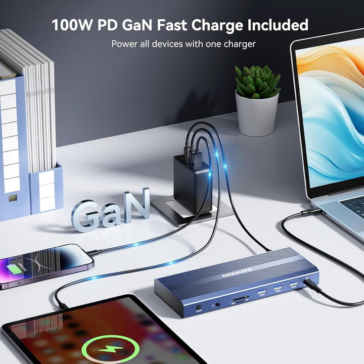 Anyoyo DisplayLink Docking Station Dual Monitors with 100W PD Charger