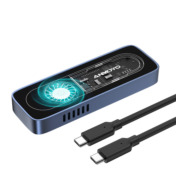 Anyoyo USB 3.2 Gen 2 10Gbps M.2 NVMe SSD Enclosure with Cooling Fan