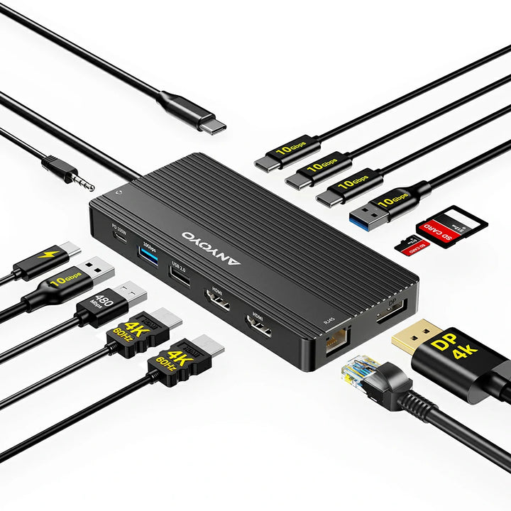 Anyoyo USB C Laptop Docking Station 3 Monitors with 2HDMI + DP 4K@60Hz