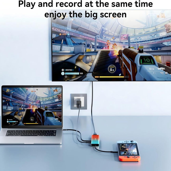 USB-C 1080P 60FPS Video Capture Card & USB Hub with PD 100W Charging