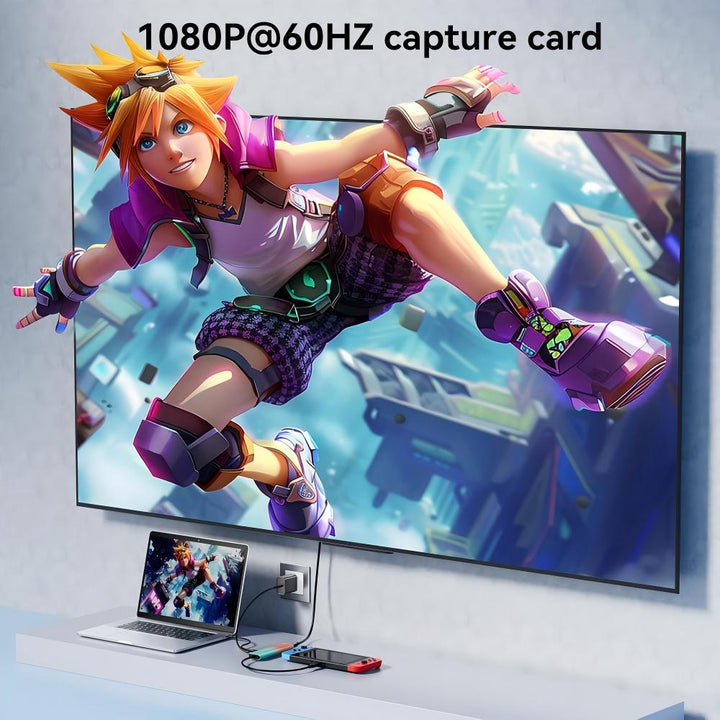 USB-C 1080P 60FPS Video Capture Card & USB Hub with PD 100W Charging