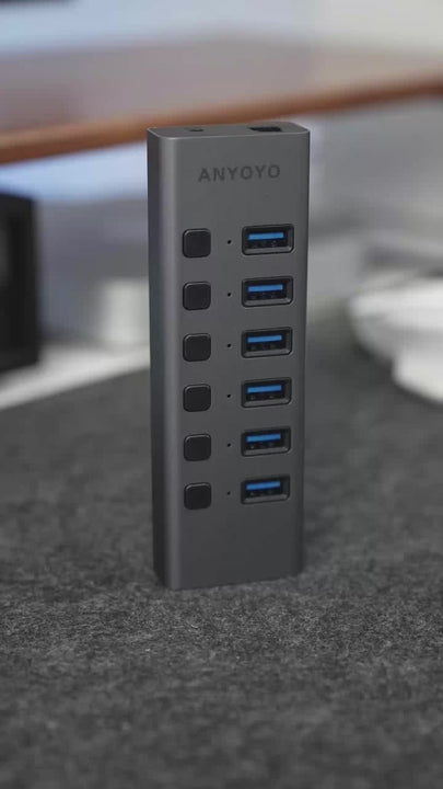 Anyoyo 8 Port USB 3 Powered USB Hub with TF SD Card Reader
