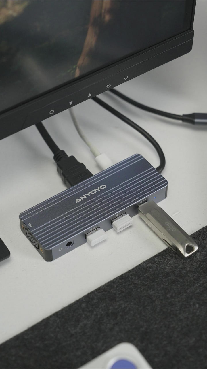 Anyoyo 8-in-1 Laptop Docking Station for 3 Monitors Expansion